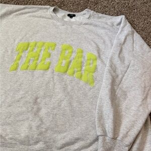 The Bar Heather Gray and lime crewneck